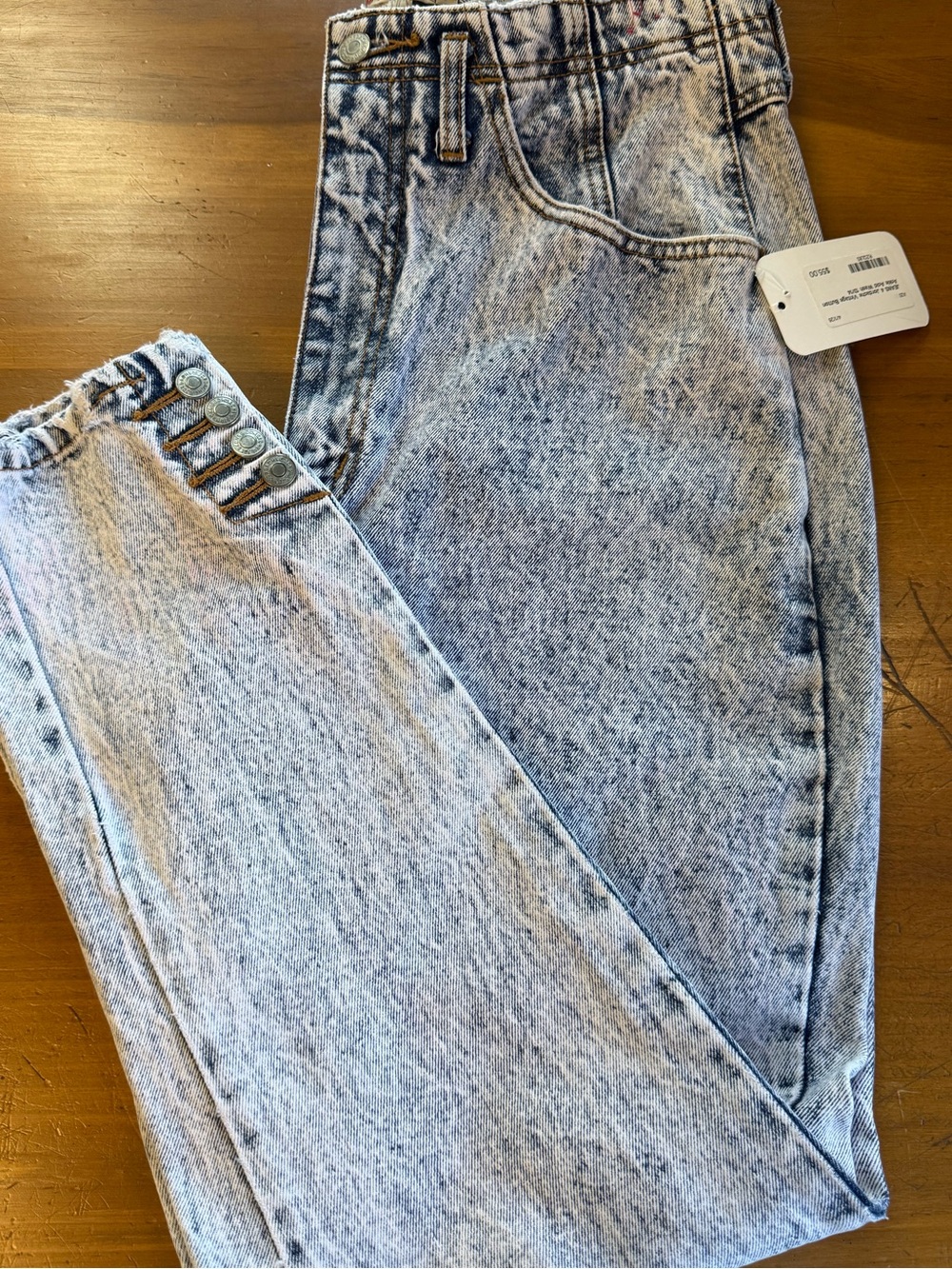 Jordache Basics Vintage Acid Wash Mom Jeans 13/14 High Rise Button Ankle 80s 90s